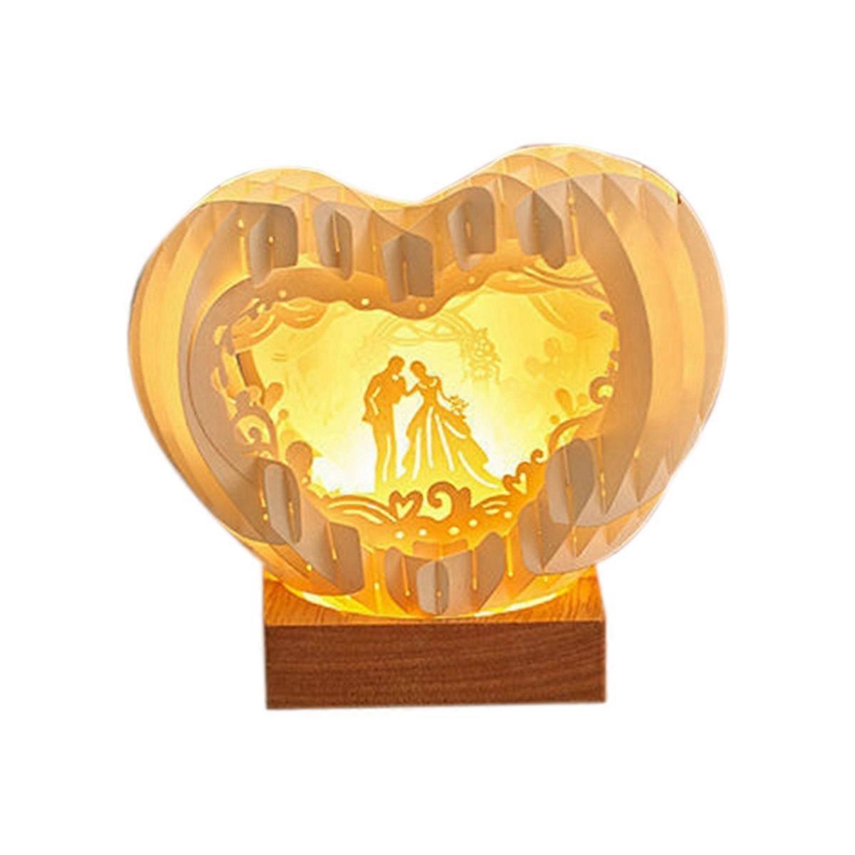 Geschnitzte Lampe – Kreatives Dreidimensionales Geschenk – Romantisches Nachtlicht B--