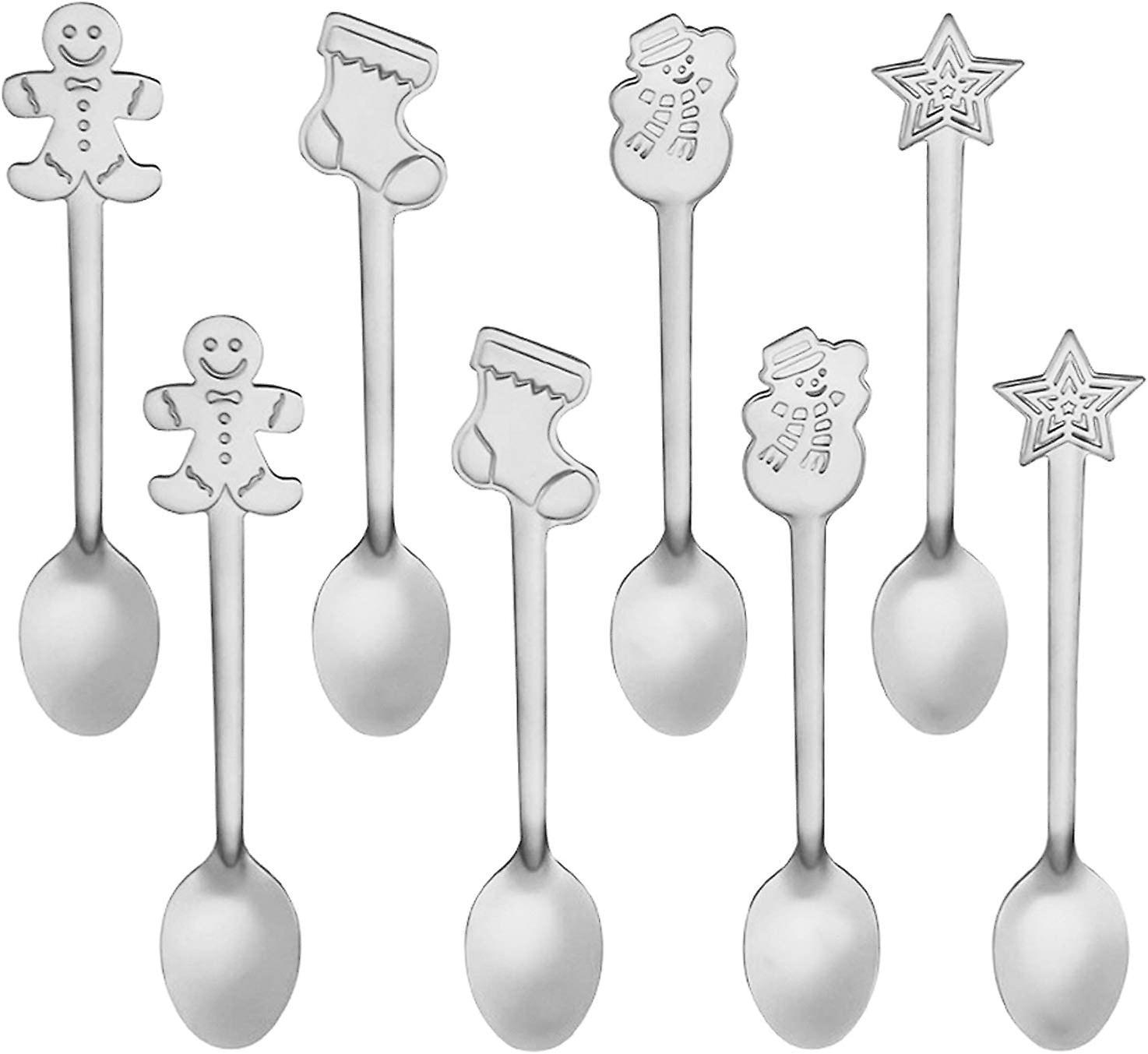 8-teiliges Weihnachts-kaffeelöffel-set, Dessertlöffel Aus Edelstahl, Zuckerlöffel, Eiscremelöffel, Teelöffel, Trinklöffel Zum Umrühren Für Küchengeschirr (a)