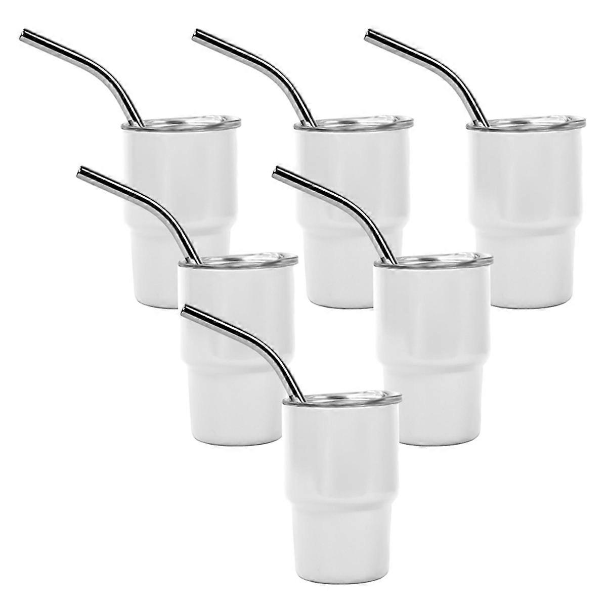 6er-set Mini-schnapsgläser (3 Oz) Mit Strohhalm Und Deckel, Für Getränke, Kaffee Usw.