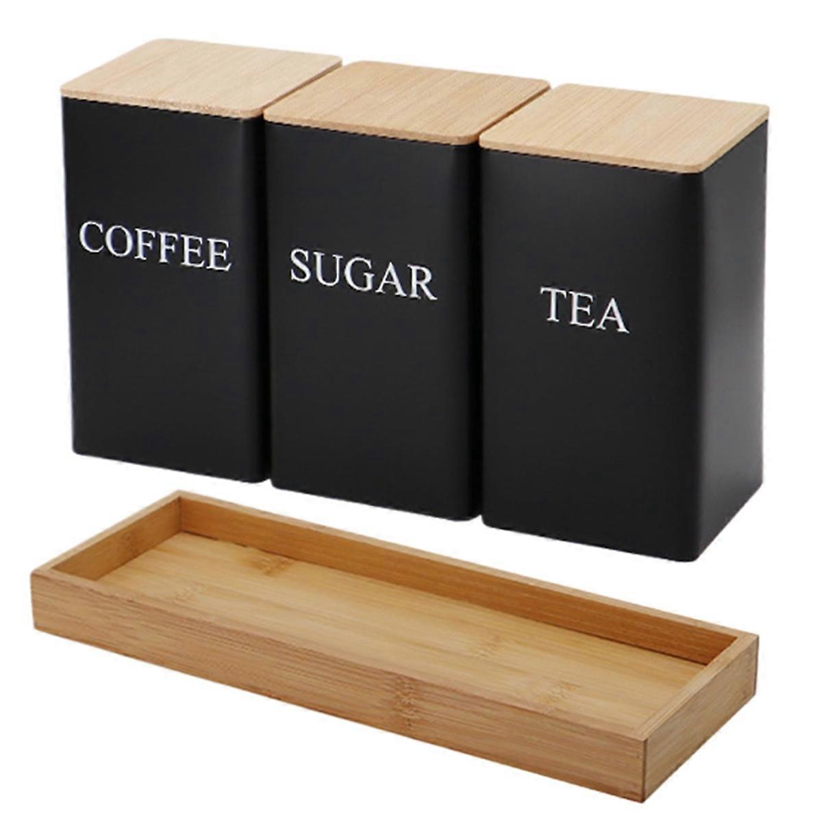 Tee-, Kaffee- Und Zuckerdosen-set Mit Tablett, Gusseisernes Tee- Und Kaffeedosen A--