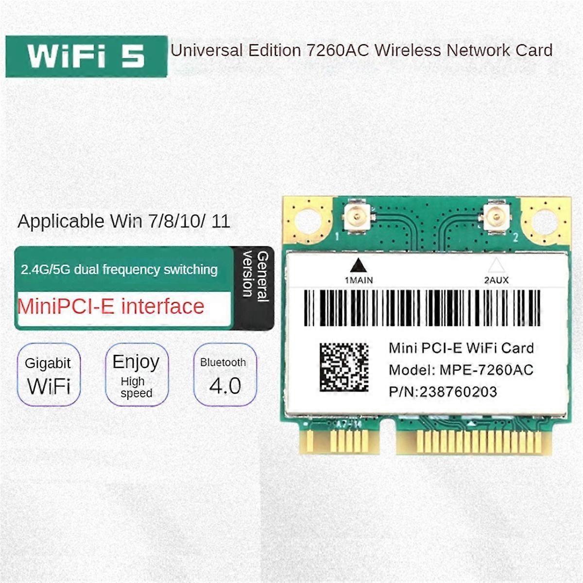 1200 Mbit/s - 7260ac Mini-pci-e-wlan-karte Für Laptops Mit Windows 10/11
