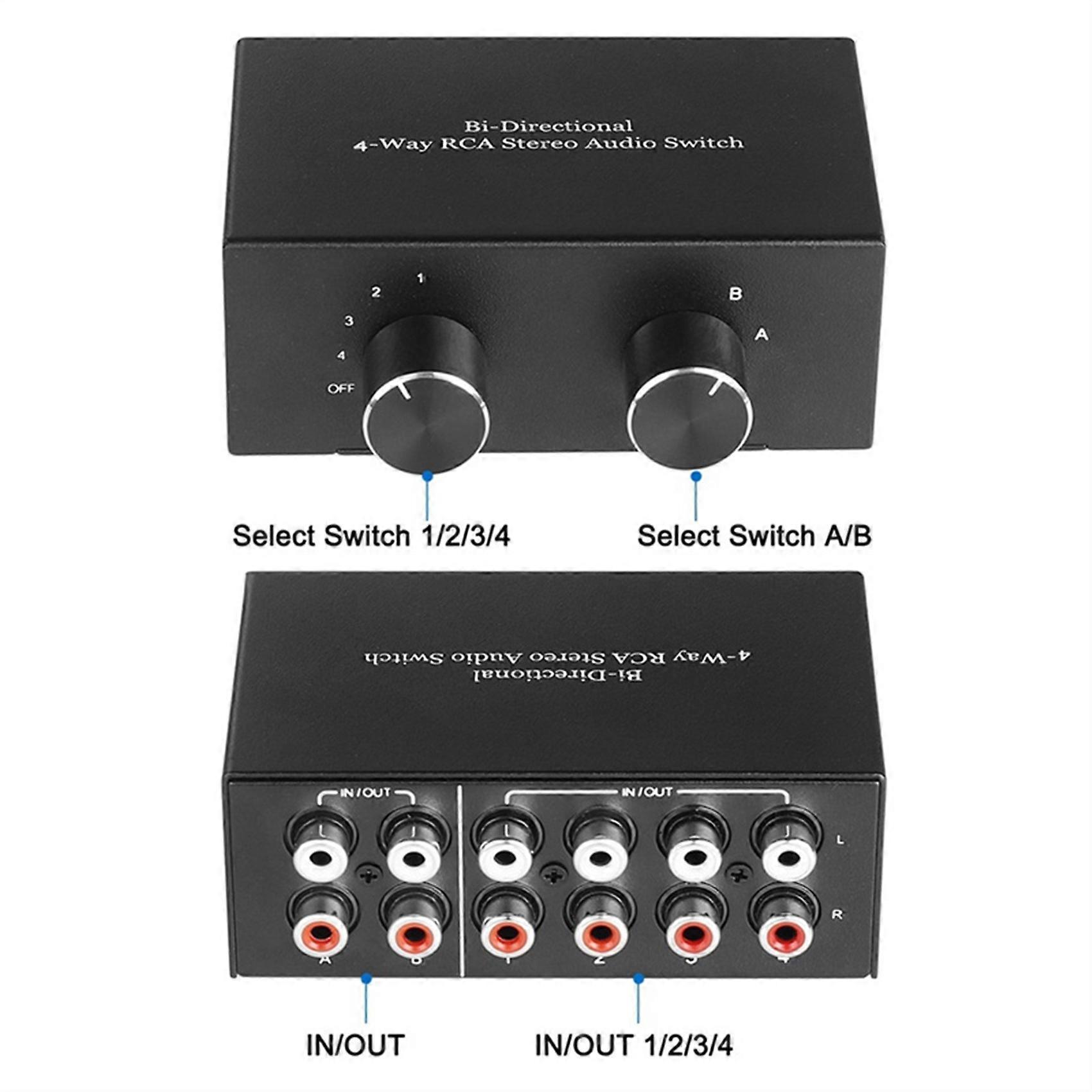 Bidirektionaler 4-wege-rca-stereo-audio-umschalter L/r-audio-umschalter