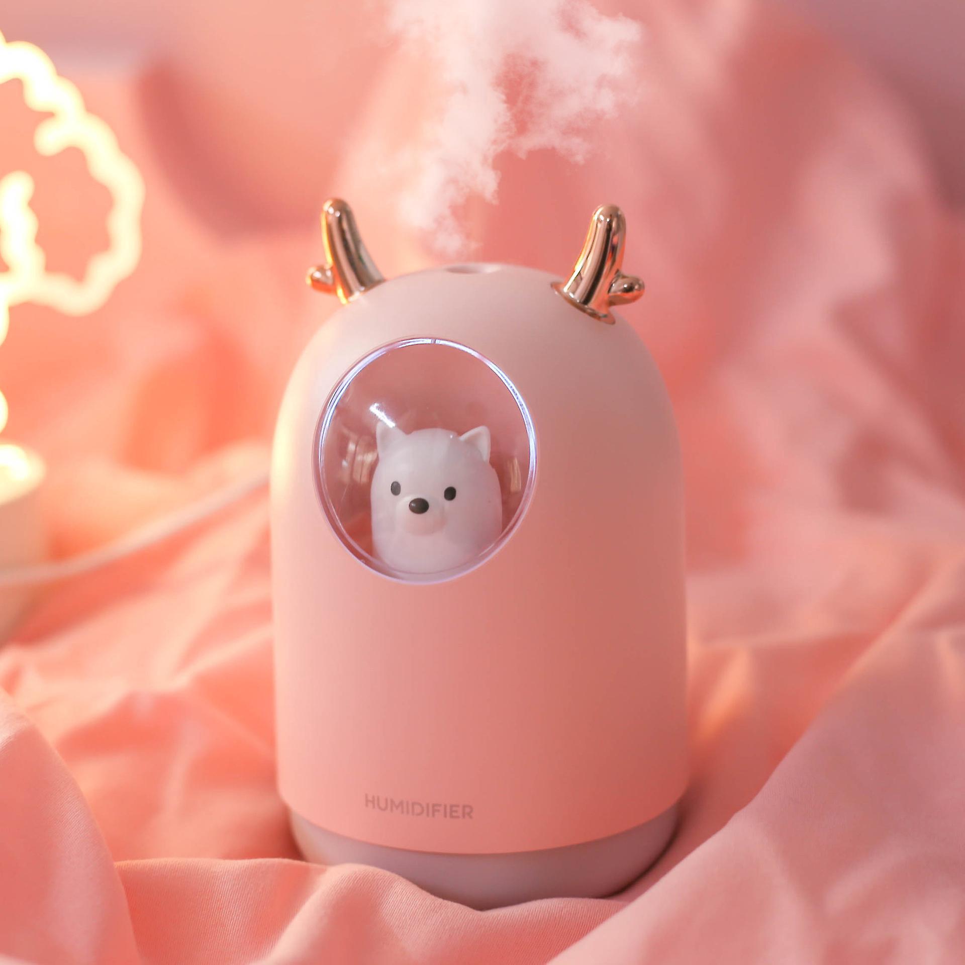 Leiser Ultraschall-luftbefeuchter Fürs Babyzimmer Mit 7 Lichtfarben, 12-stunden-abschaltautomatik, 300 Ml Tank, Usb-anschluss, Pink