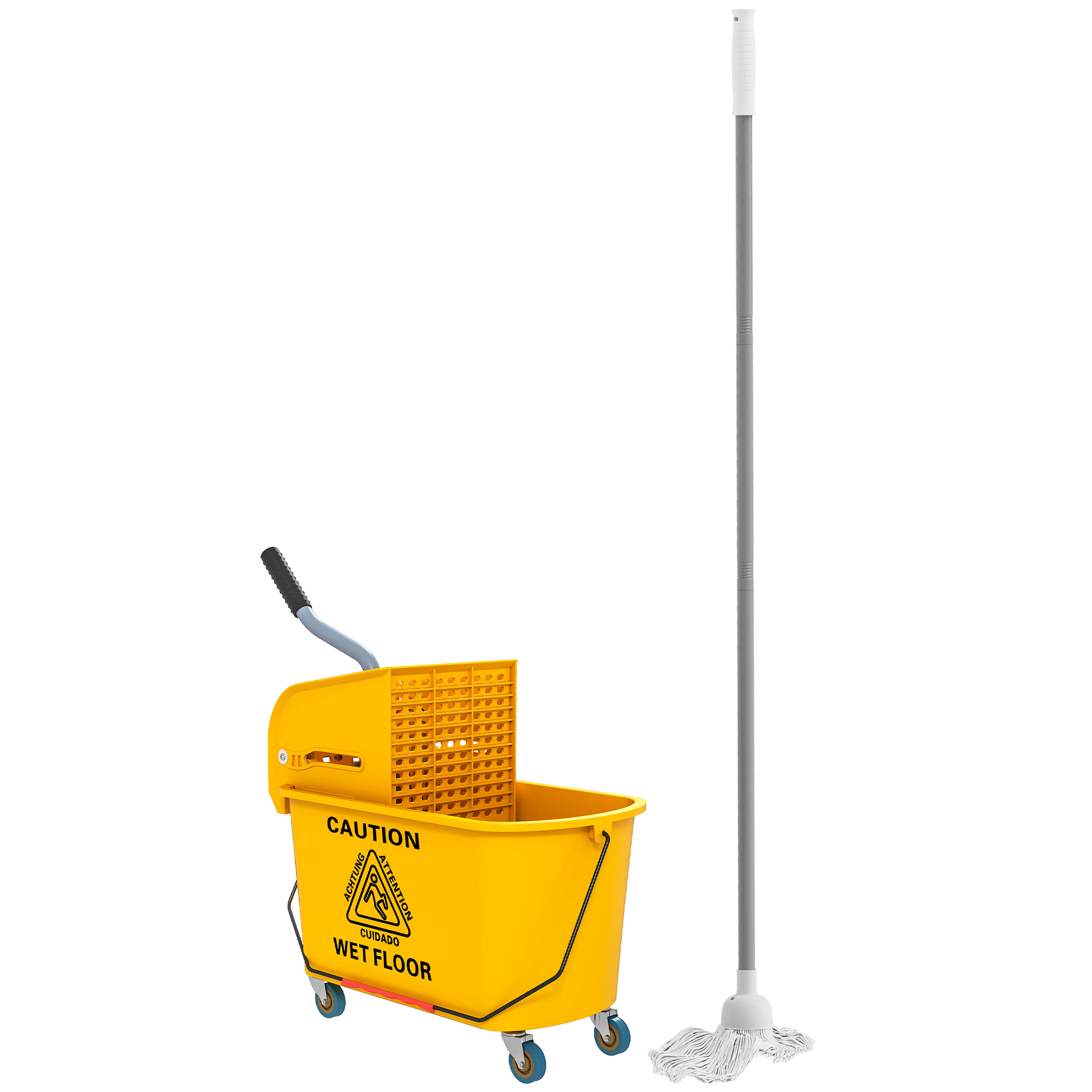 20-liter-reinigungswagen Mit Auswringer Und Mopp, Eimer Inklusive Mopp Und Rolle