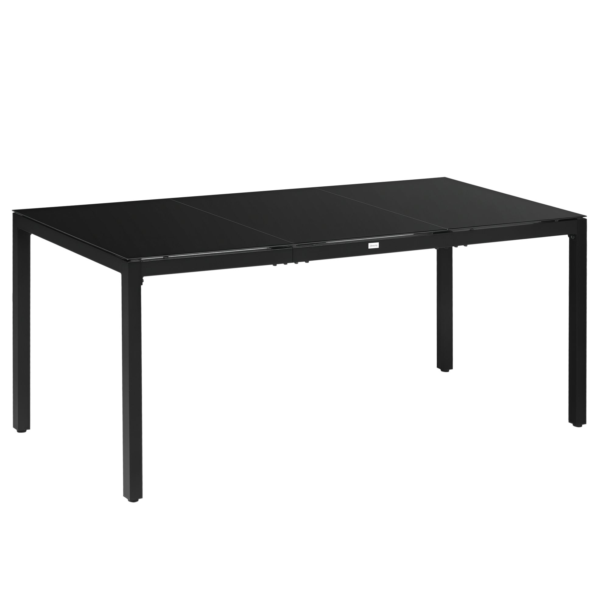 Rechteckiger 8-sitzer-tisch Mit Tischplatte Aus Gehärtetem Glas Und Schwarzem Aluminiumgestell Für Die Terrasse
