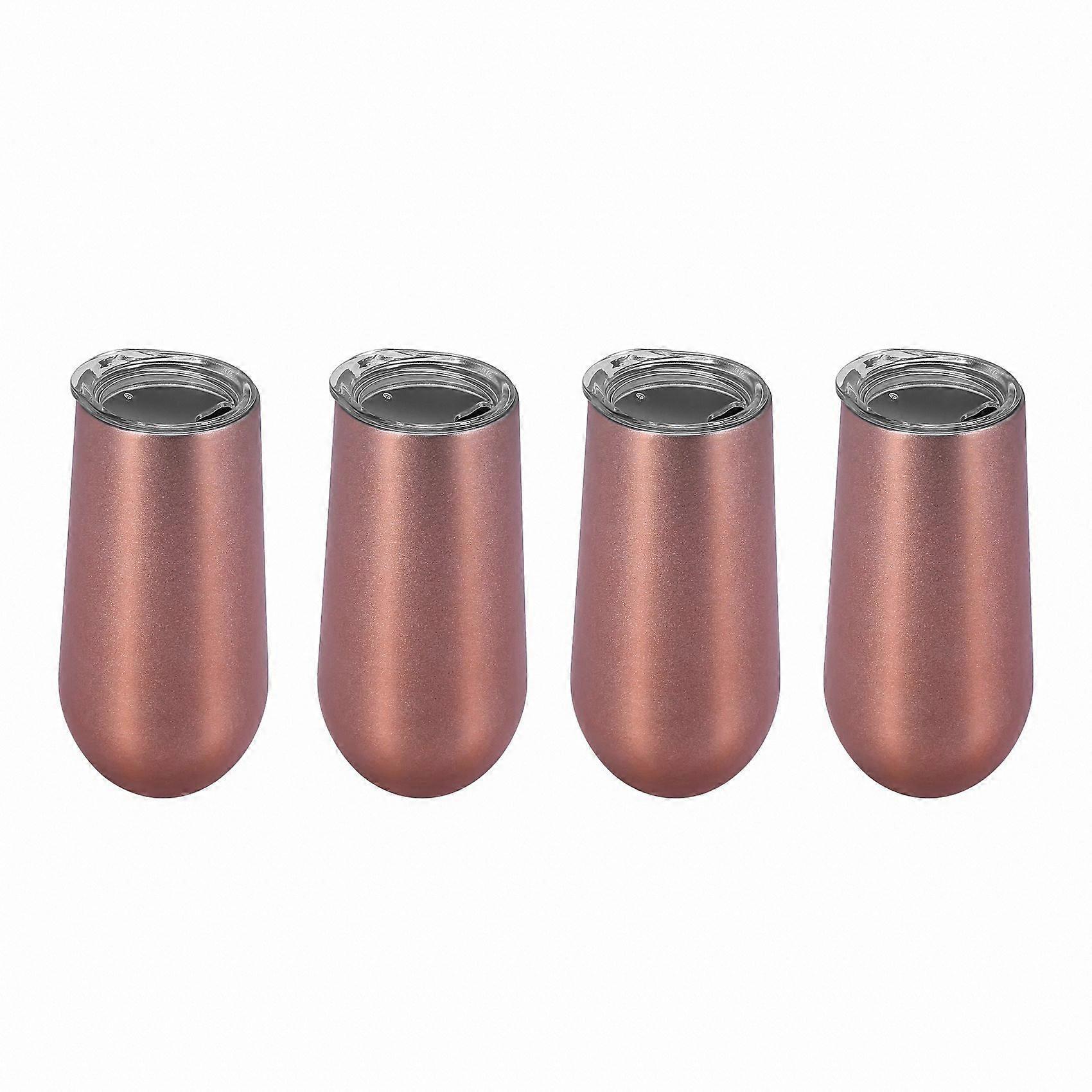 Isolierter Weinbecher Aus Edelstahl Mit Deckel – 177 Ml, Roségold (4er-pack)