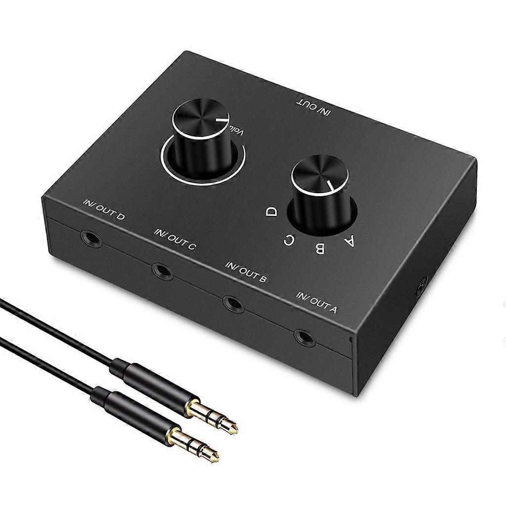 Audio-umschaltbox, Kanalumschalter, Lautstärkeregler, Schwarz