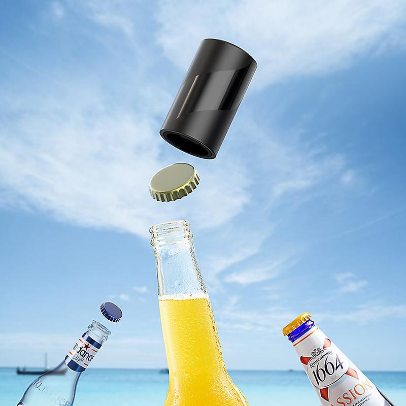 Magnetischer Bierflaschenöffner, Schwarz, 1 Stück, Halbautomatischer Druck-zug-flaschenöffner Für Küche, Bar Und Restaurant