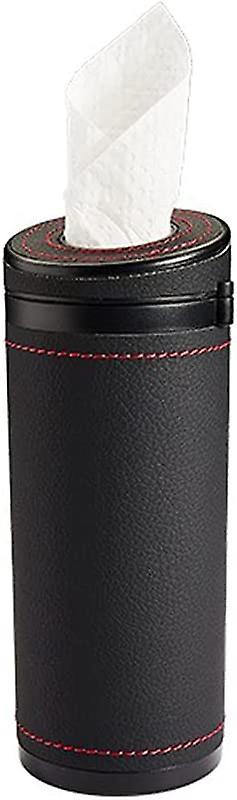 Schwarzer Getränkehalter Fürs Auto, Universeller Taschentuchspender Aus Pu-leder, Papiertaschentuchbox, Mehrzweck-serviettenhalter In Zylinderform