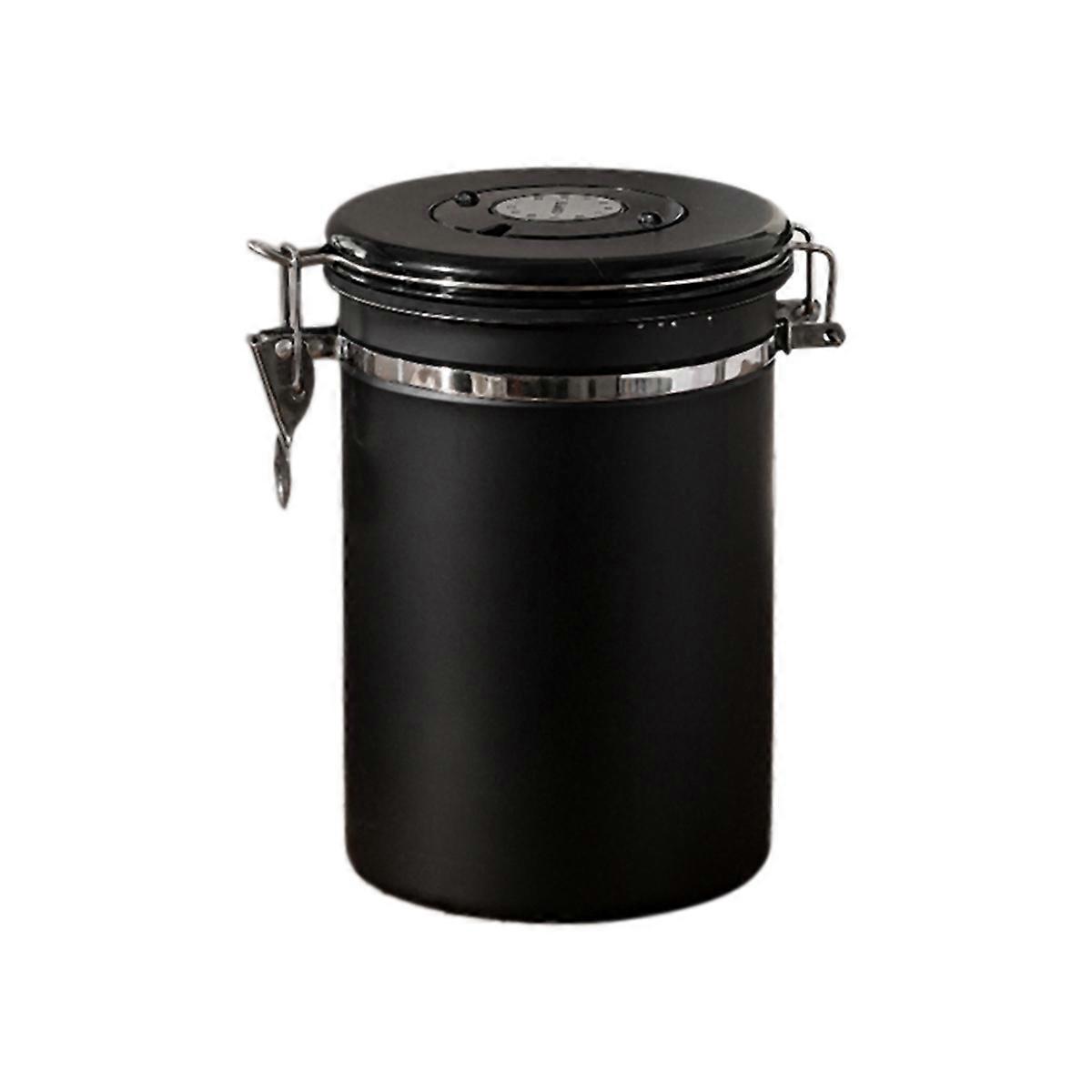 Kaffeedose, Luftdichter Bohnenbehälter, Aufbewahrungsbox 1,8 L, Schwarz