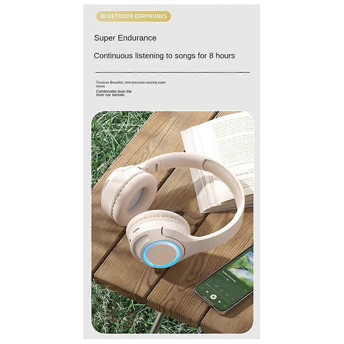 Led-kopfhörer, Bluetooth-headset, Kabellos, Unterstützt Tf-karte, Tragbar