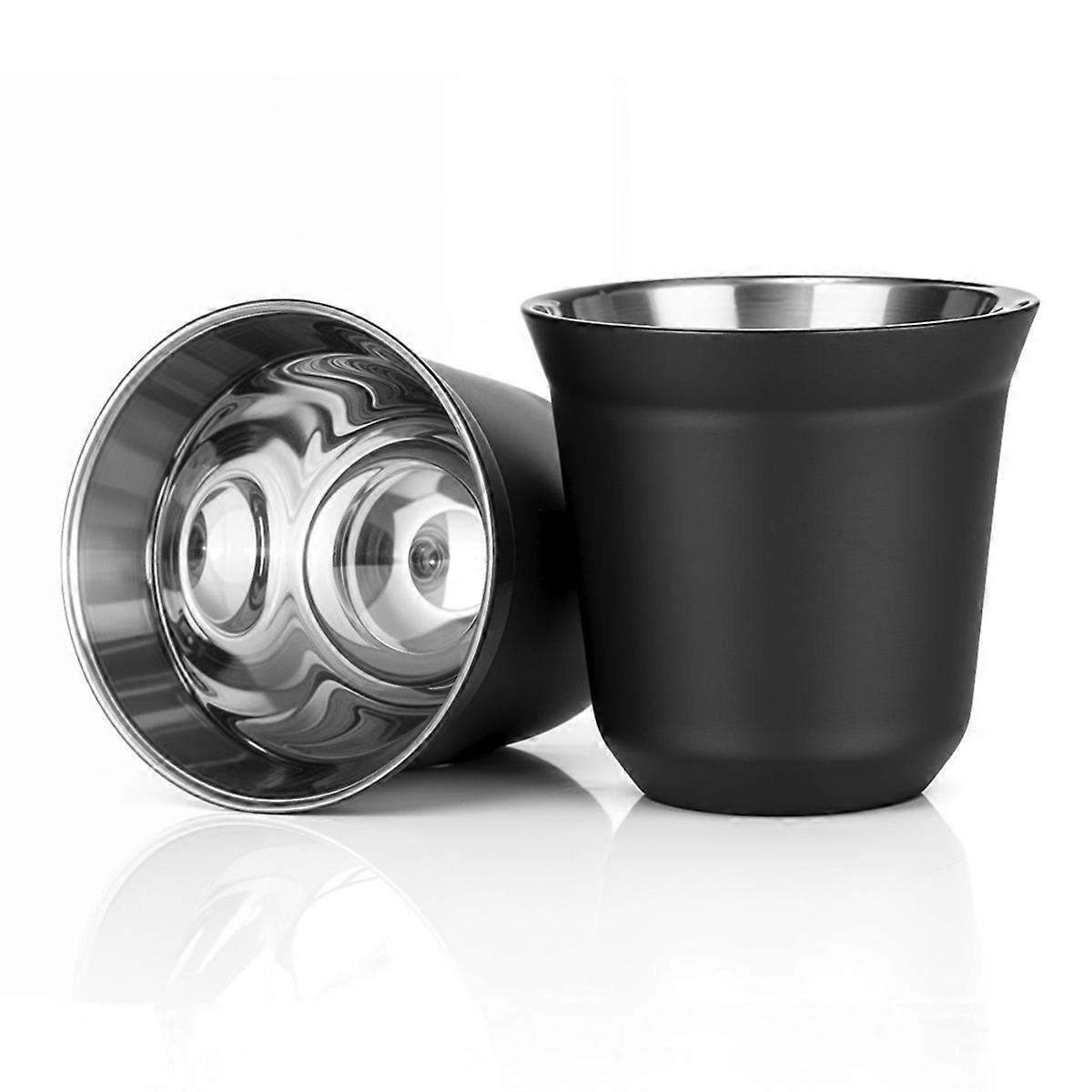 80-ml-espressotassen-set Aus Edelstahl – 2er-pack, Doppelwandig, Schwarz