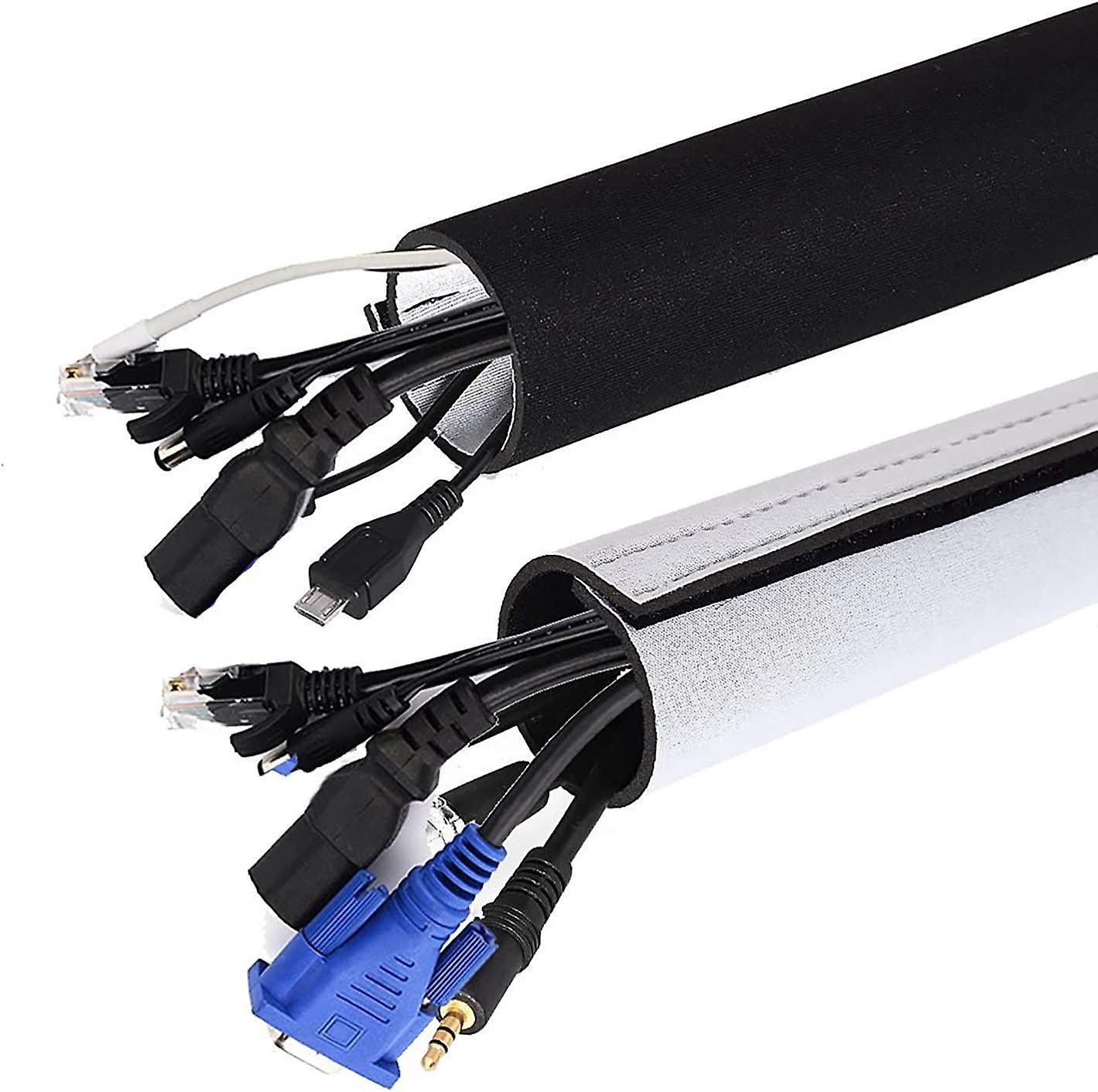 Kabelorganisator, 3 Meter Neoprenkabel Zur Aufbewahrung Oder Zum Verstecken, Kabelschutzhülle Für Tv- Oder Computerkabel (schwarz-weiß)