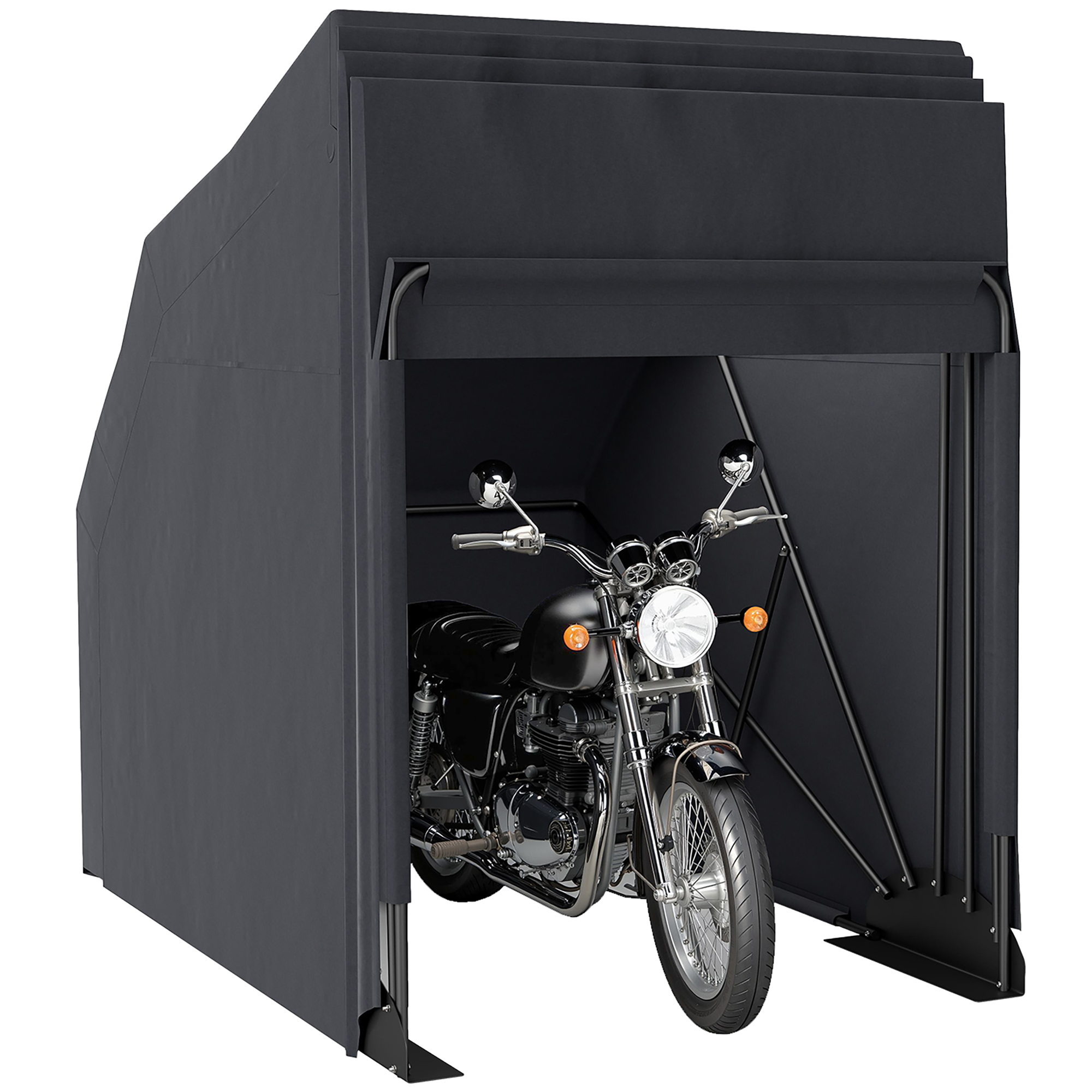 Wasserdichte Und Faltbare Motorradabdeckung, Winterschutz Für Draußen, Größe Xxl (345 X 135 X 191 Cm), Schwarz
