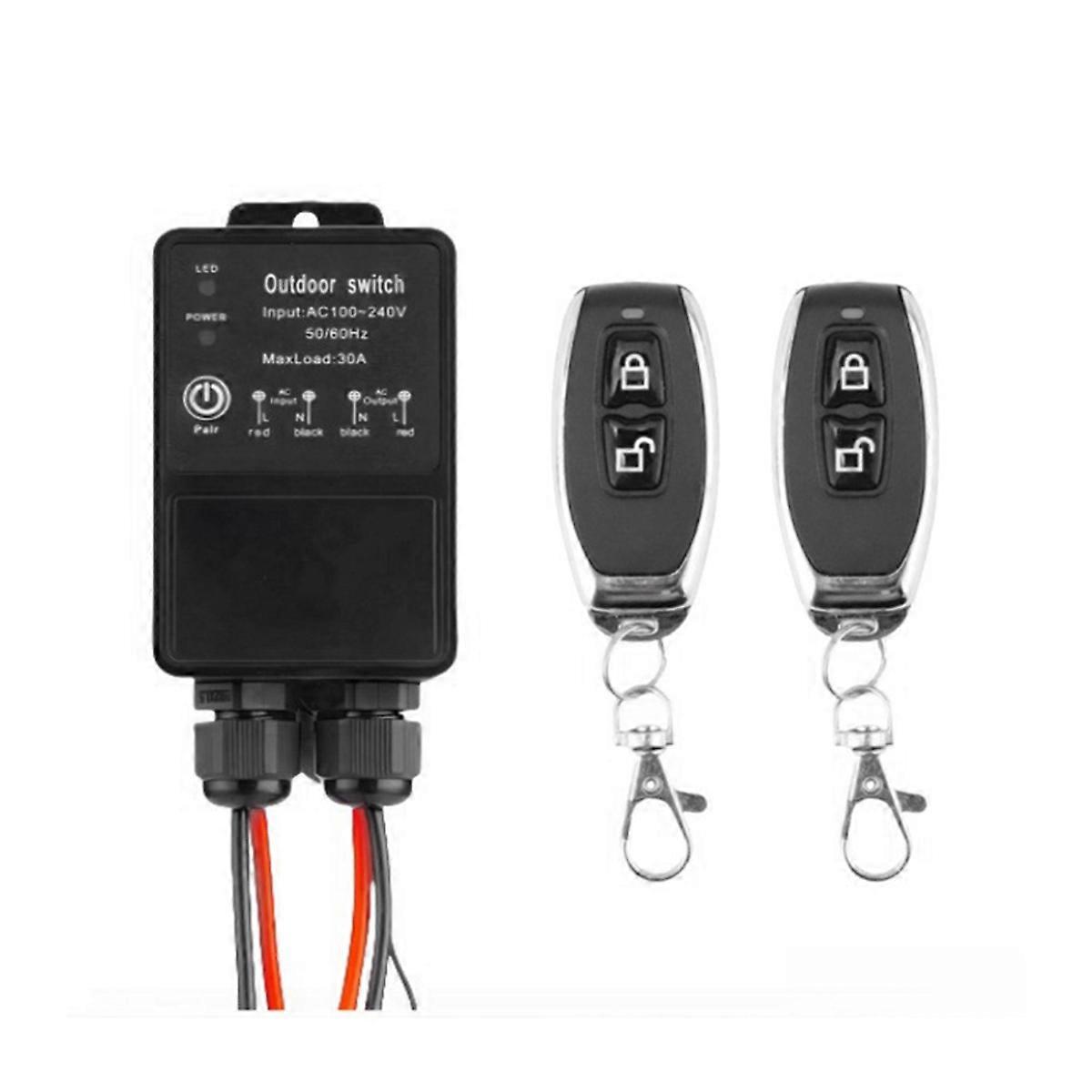Leistungsstarker 433-mhz-funkschalter, 220 V – Inklusive Fernbedienung – Schwarz