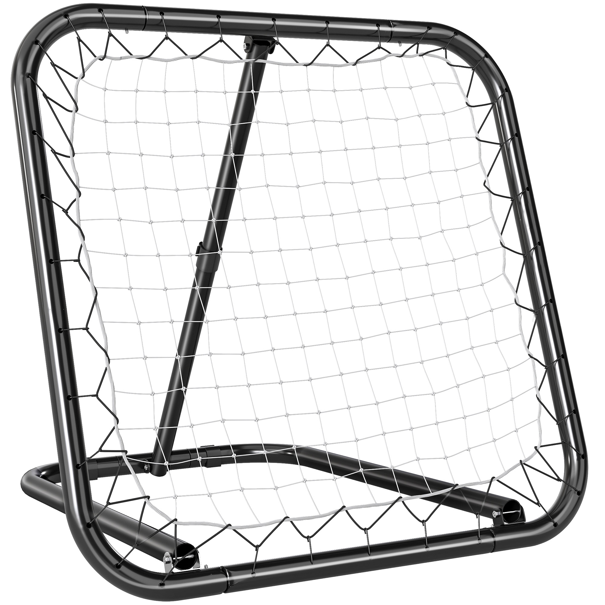Homcom Tragbares, Verstellbares Und Faltbares Fußball-rebound-netz Mit 4 Befestigungsheringen, Schwarz-weißes Pe-netz, 78 X 84 X 78 Cm