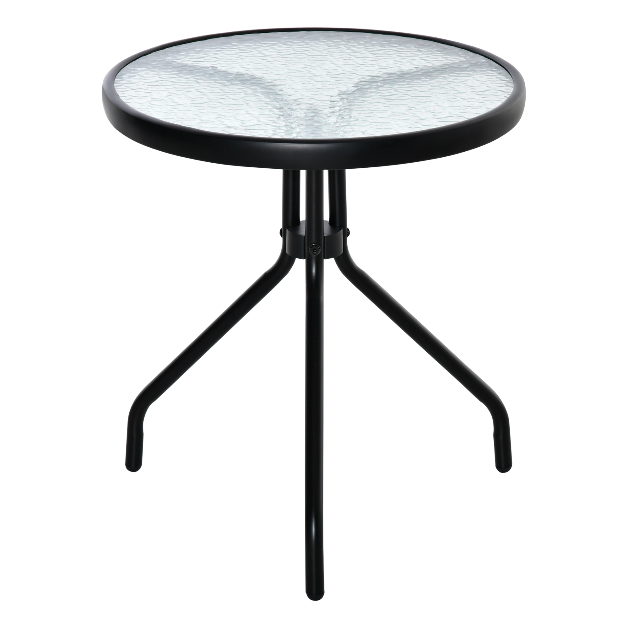 Runder Outsunny-terrassentisch Aus Schwarzem Metall Mit Robuster Tischplatte Aus Gehärtetem Glas, Maße Ø 50 X 55 Cm, Ideal Für Den Garten