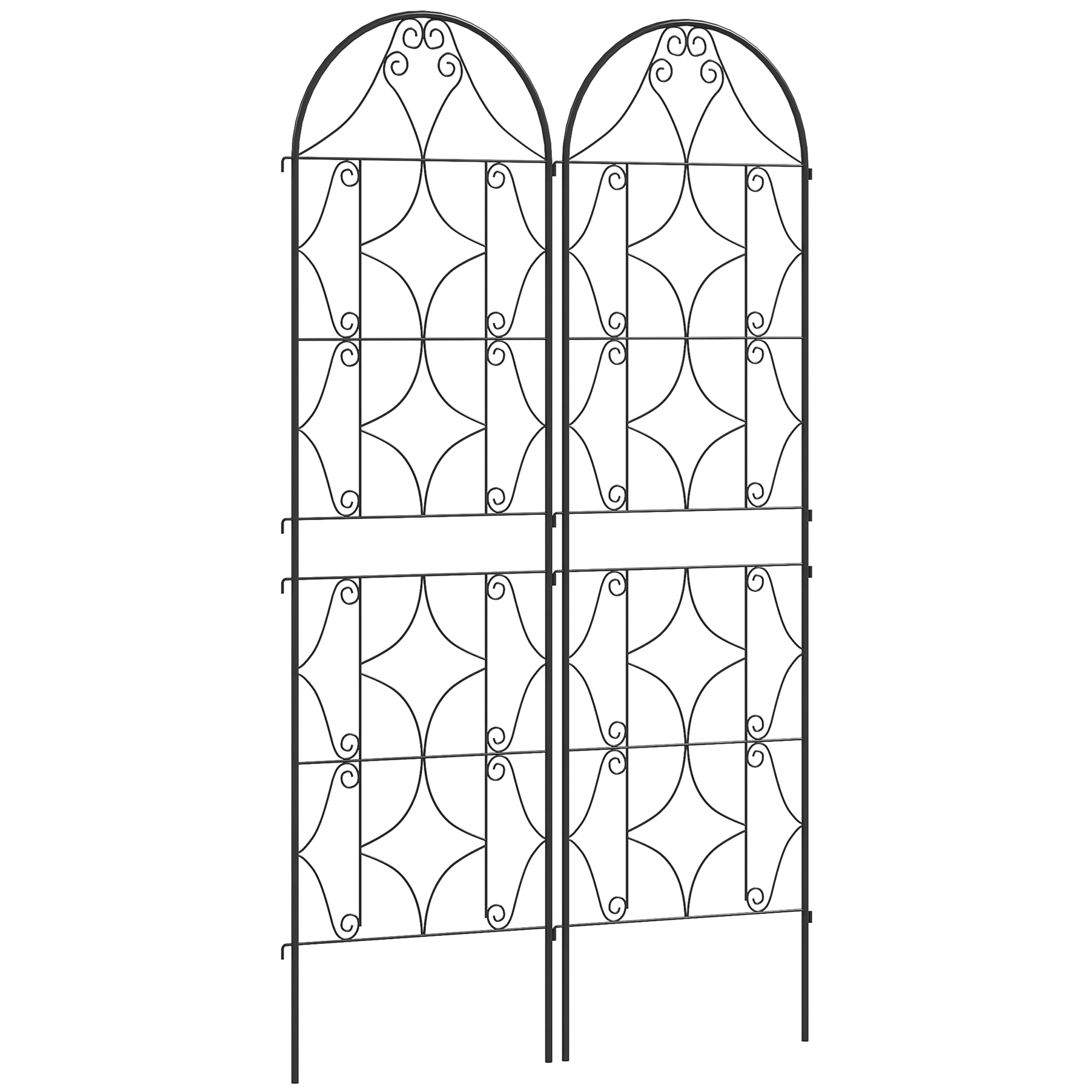 Schwarzes Metallspalier 50x180 Cm Für Kletterpflanzen, 2er-set Rankhilfen Für Weinreben Und Gemüse