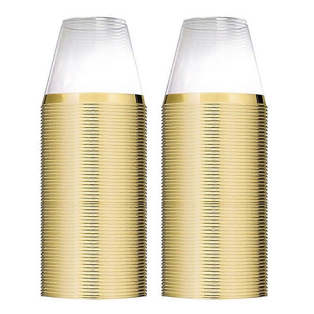 Goldene Plastikbecher, 9 Oz, Einwegbecher, Transparenter Plastikbecher