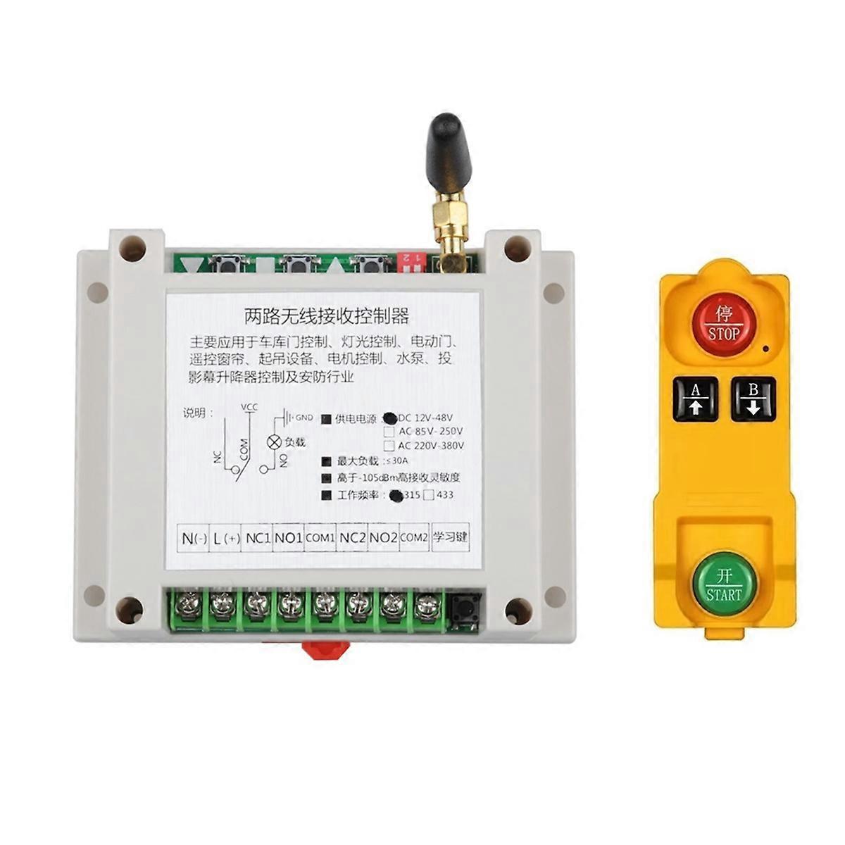 Universeller 2-kanal-funkfernbedienungsschalter (433 Mhz) Für Wechselstrom 220–380 V – Weiß & Gelb
