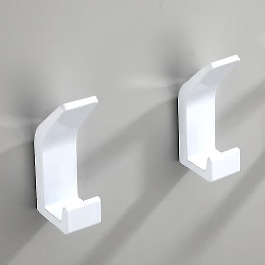 2-teiliges Set Weißer, Selbstklebender Aluminiumhaken, Doppelhandtuchhaken Für Badezimmer, Selbstklebende Wandhalterung Für Küche Und Bad