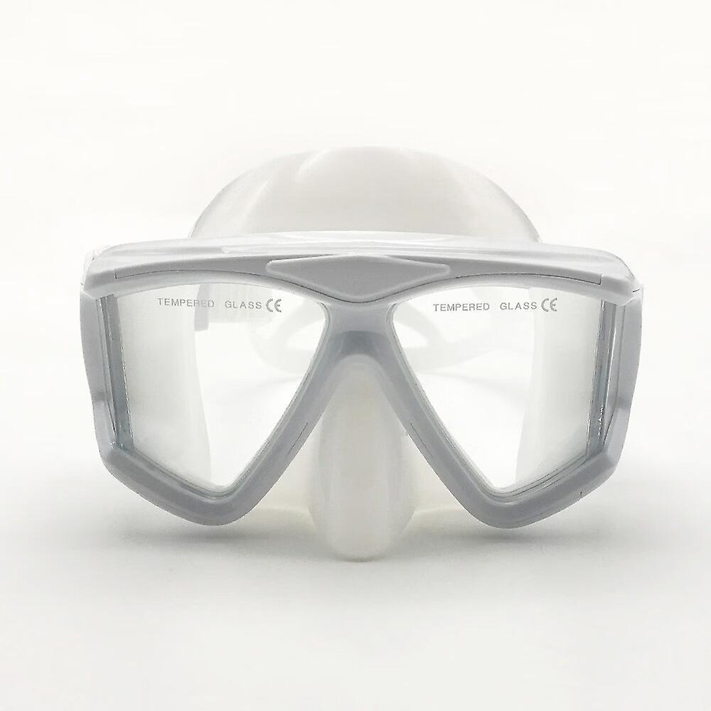 Weiße Tauchermaske/taucherbrille Für Erwachsene, 1 Stück, Beschlagfrei, Hybrid, Große Gläser, Uv-schutz, Selbstanpassender Nasensteg
