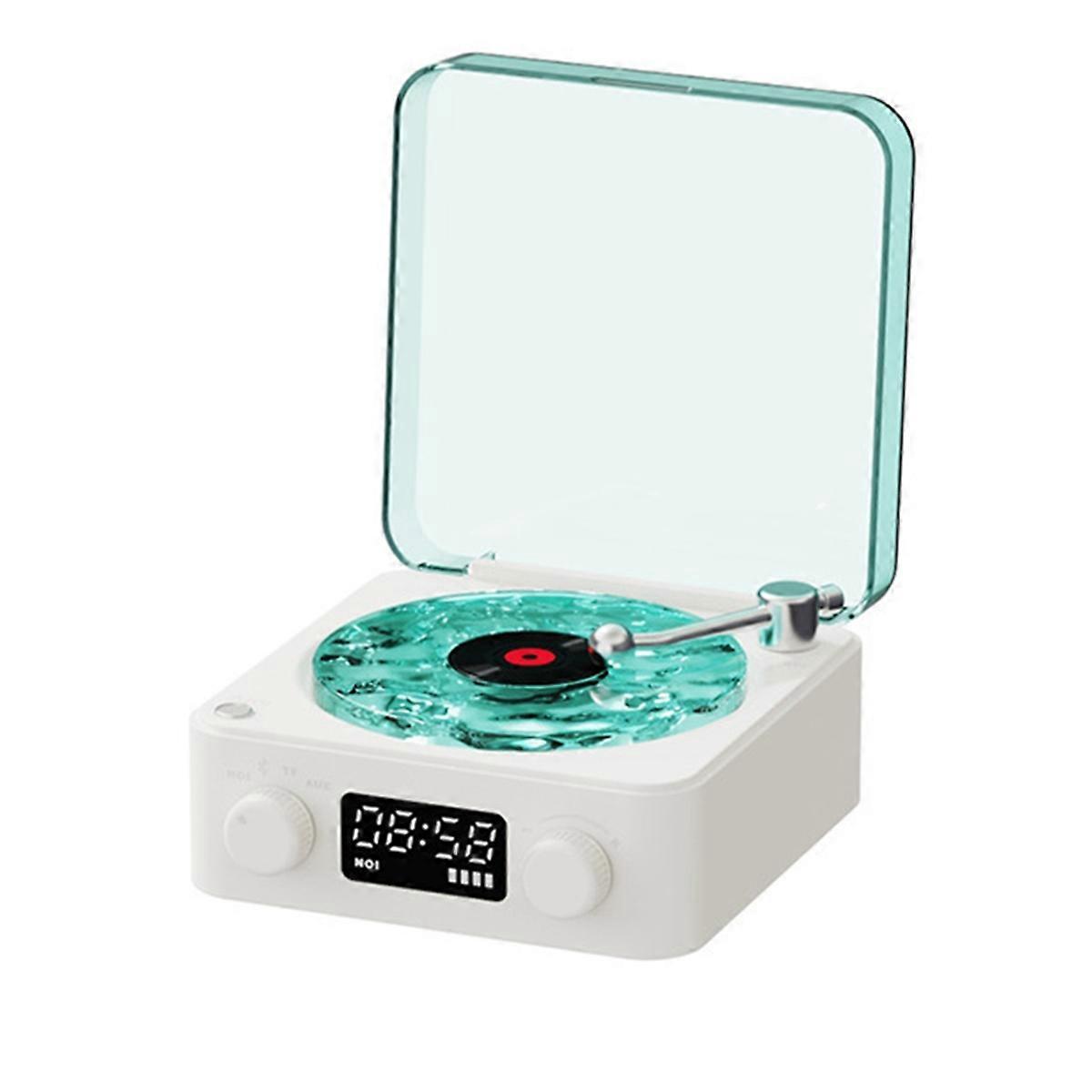 Kw03 Retro-schallplattenlautsprecher Rgb Kabellos Bluetooth 5.0 Weiß--