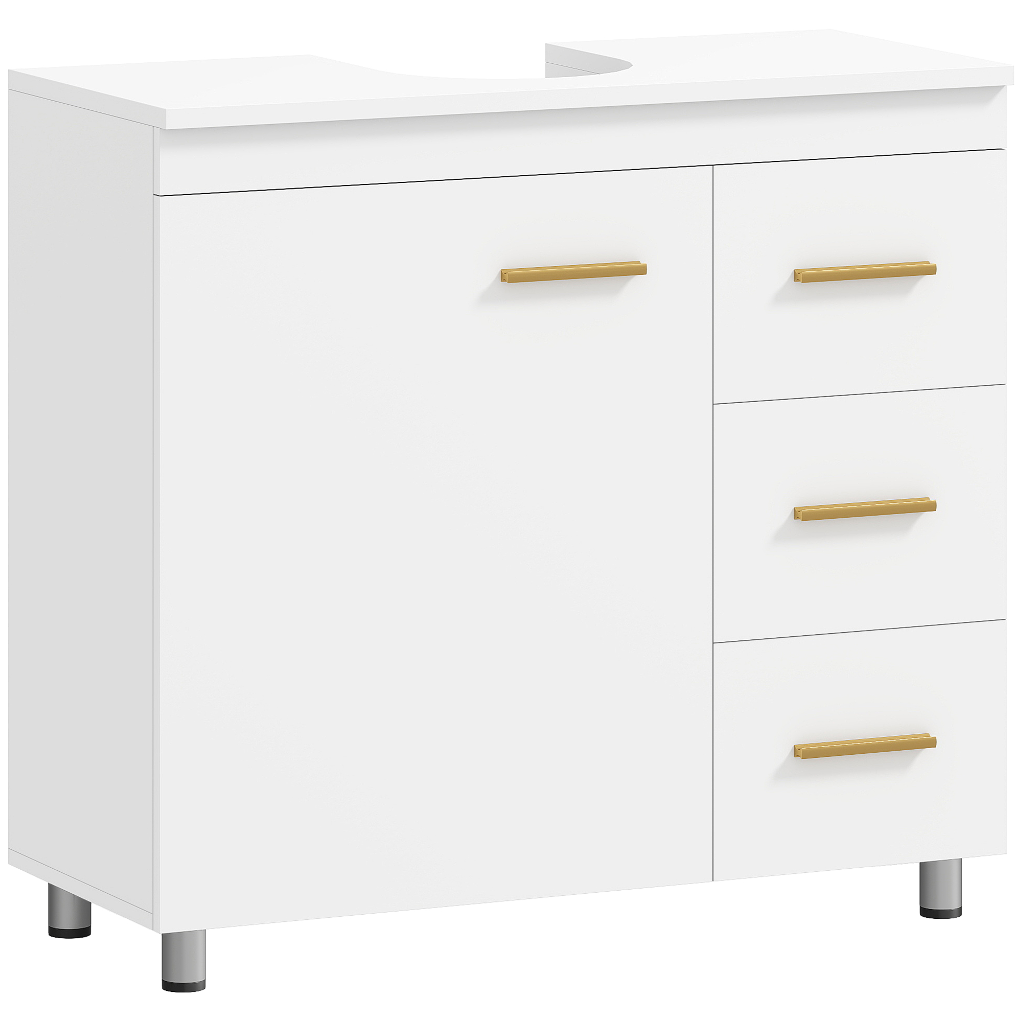 Weißer Badezimmerschrank, 3 Ablagen, Modernes Design Aus Mdf Und Spanplatte
