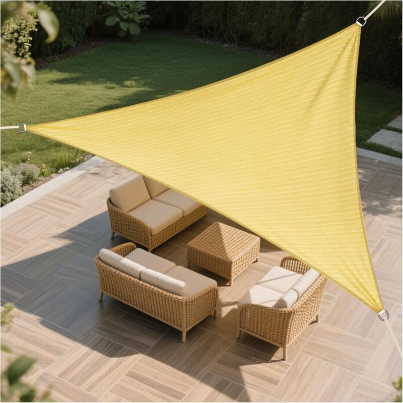 Dreieckige Schattentuch 5 × 5 × 5 M – Sandfarben – Hoher Uv-schutz – Ideal Für Garten, Terrasse Oder Hinterhof – Wetterbeständig