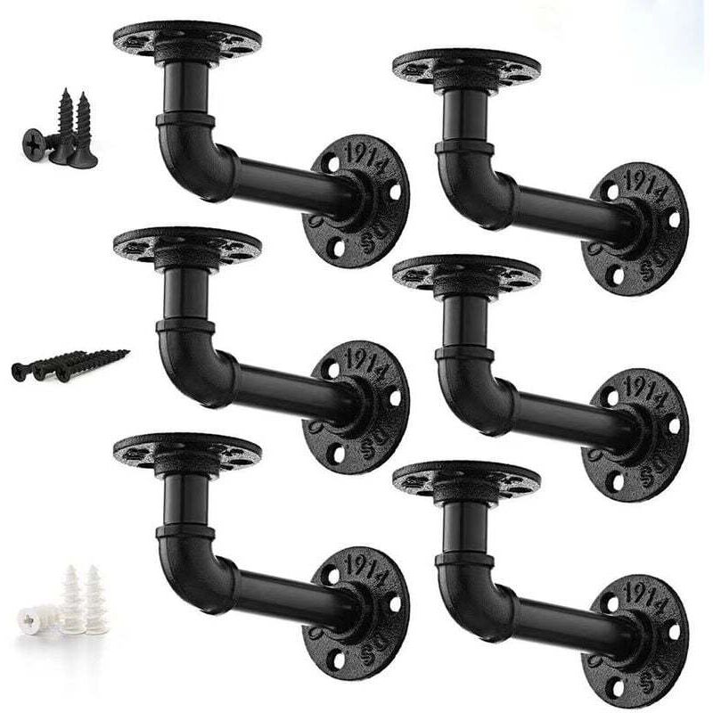 Metallische Schwarze Wandhalterungen Für Tablets – Set Mit 4 Wandhaltern Mit Klammer Für Schwebende Regale, Diy-bücherregale Oder Maßgeschneiderte Möbel – Maße: 17 Cm / 12 Cm / 8,5 Cm – Industrieller
