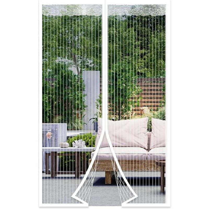 Magnetschutzgitter Für Türen Gegen Mücken, Bohrlosg, Mit Automatischem Magnetischem Verschluss – Ideal Für Balkon-, Keller- Oder Terrassentüren (weiß, 110 × 210 Cm)