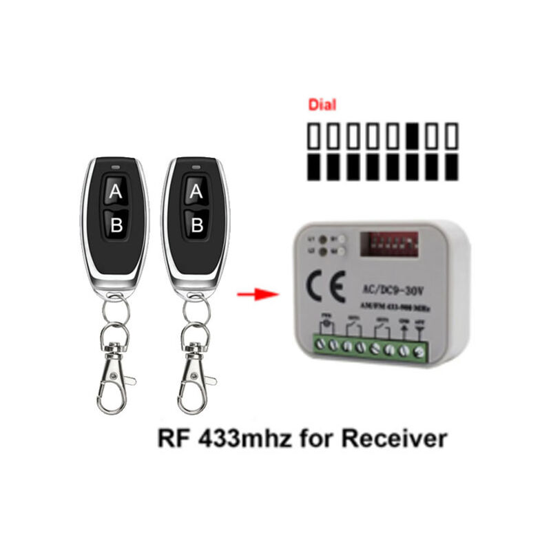 Multifrequenz-radioempfänger 300–900 Mhz, 9–30 V, 10 A, Mit Fernabschaltungsfunktion Und Bidirektionaler Steuerung (vorwärts/rückwärts) Für Gleichstrommotoren – Ideal Für Rollläden (2 Fernbedienungen
