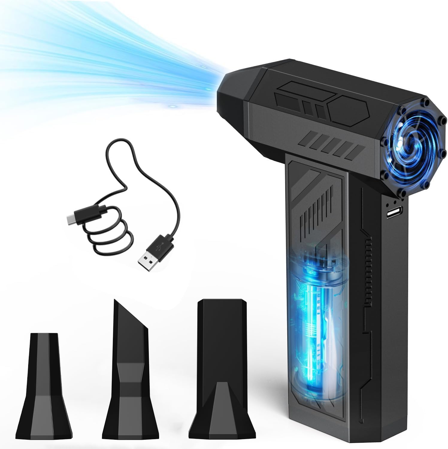 Elektrische Staubgebläse, 4-gang Electric Air Duster 130000 U/min, Wiederaufladbare Luftgebläse, Cordless Air Duster, Mini-gebläse Für Pc, Laptop, Elektronik, Tastatur, Sofa, Auto