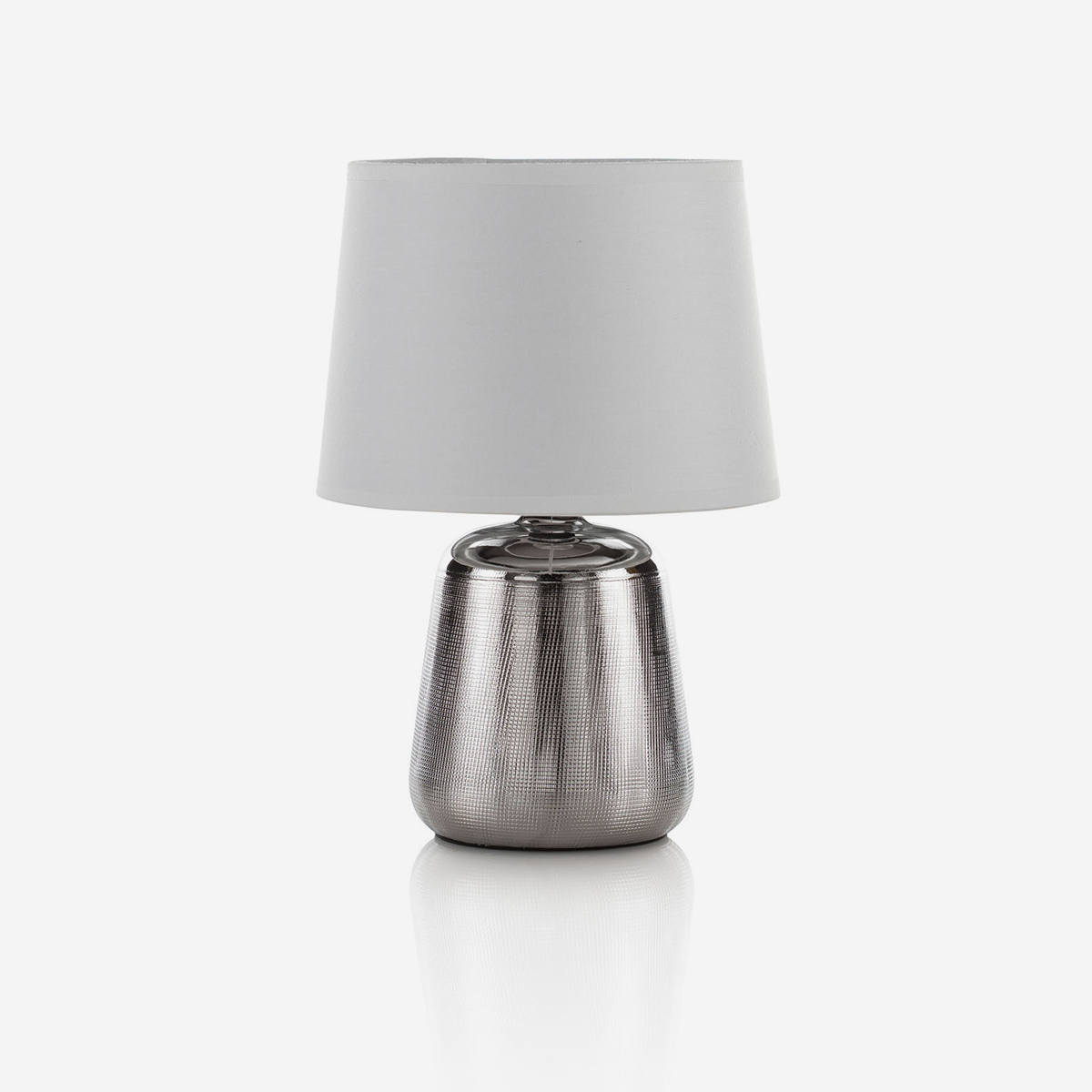 Keramik-tischlampe Mit Stoffschirm Raquel - Silver