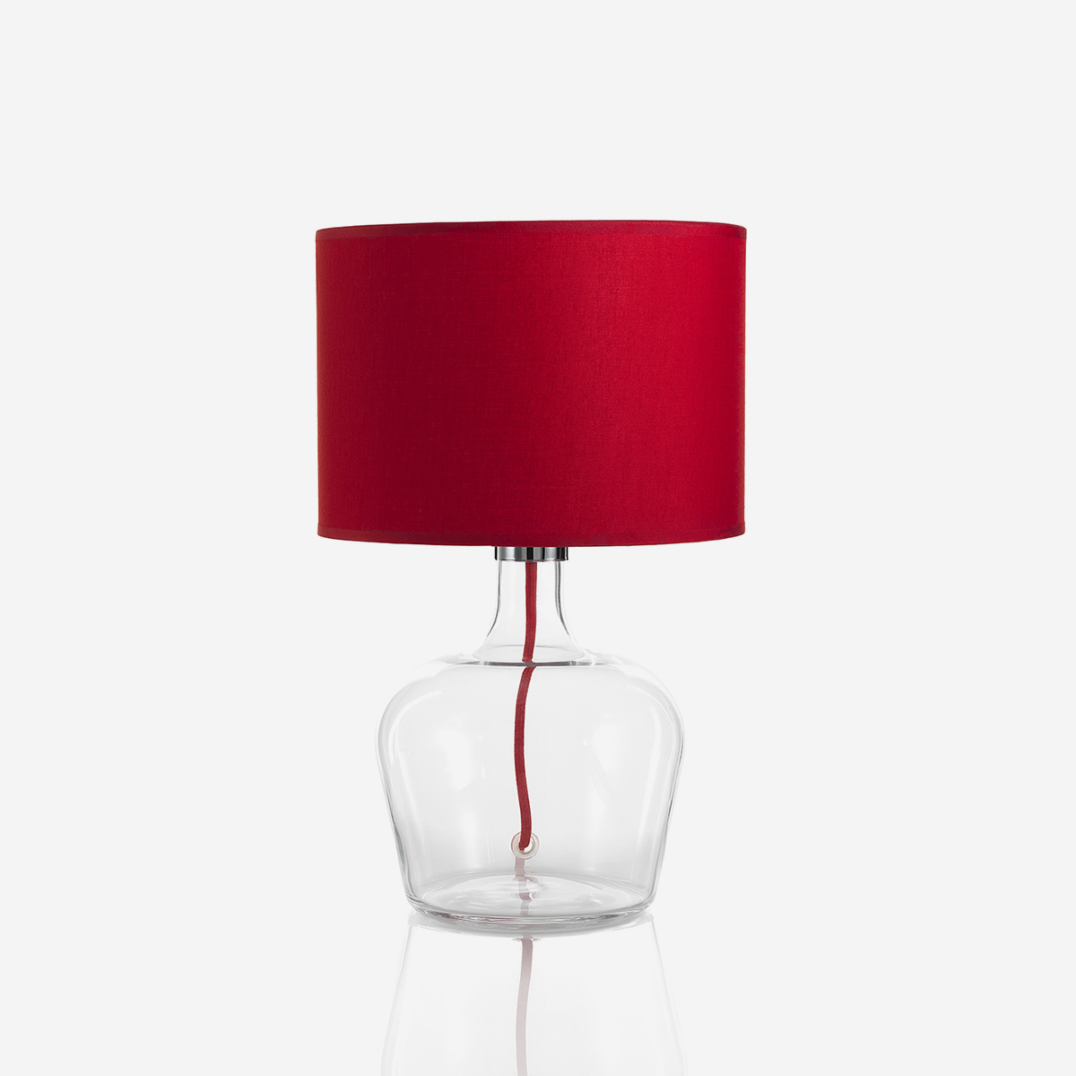 Design-tischlampe Aus Glas Und Stoff Bruma - Rot