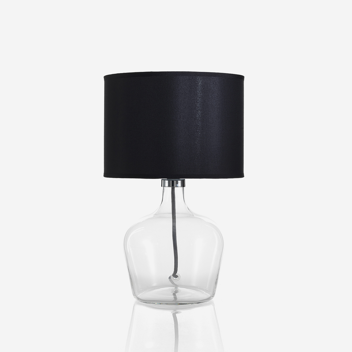 Design-tischlampe Aus Glas Und Stoff Bruma - Schwarz