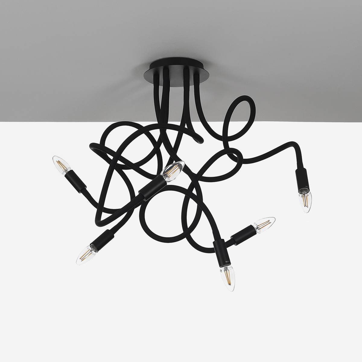 Moderner 6-lüster Pendelleuchte Design Orix 6 - Schwarz