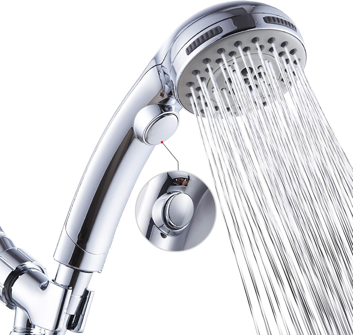 Hochdruckdusche Mit 6 Strahlarten, Ein-/ausschalter Für Handbrause Und Spa-modus (manuelle Massagedüsen). Chrom-finish – Aquaforge