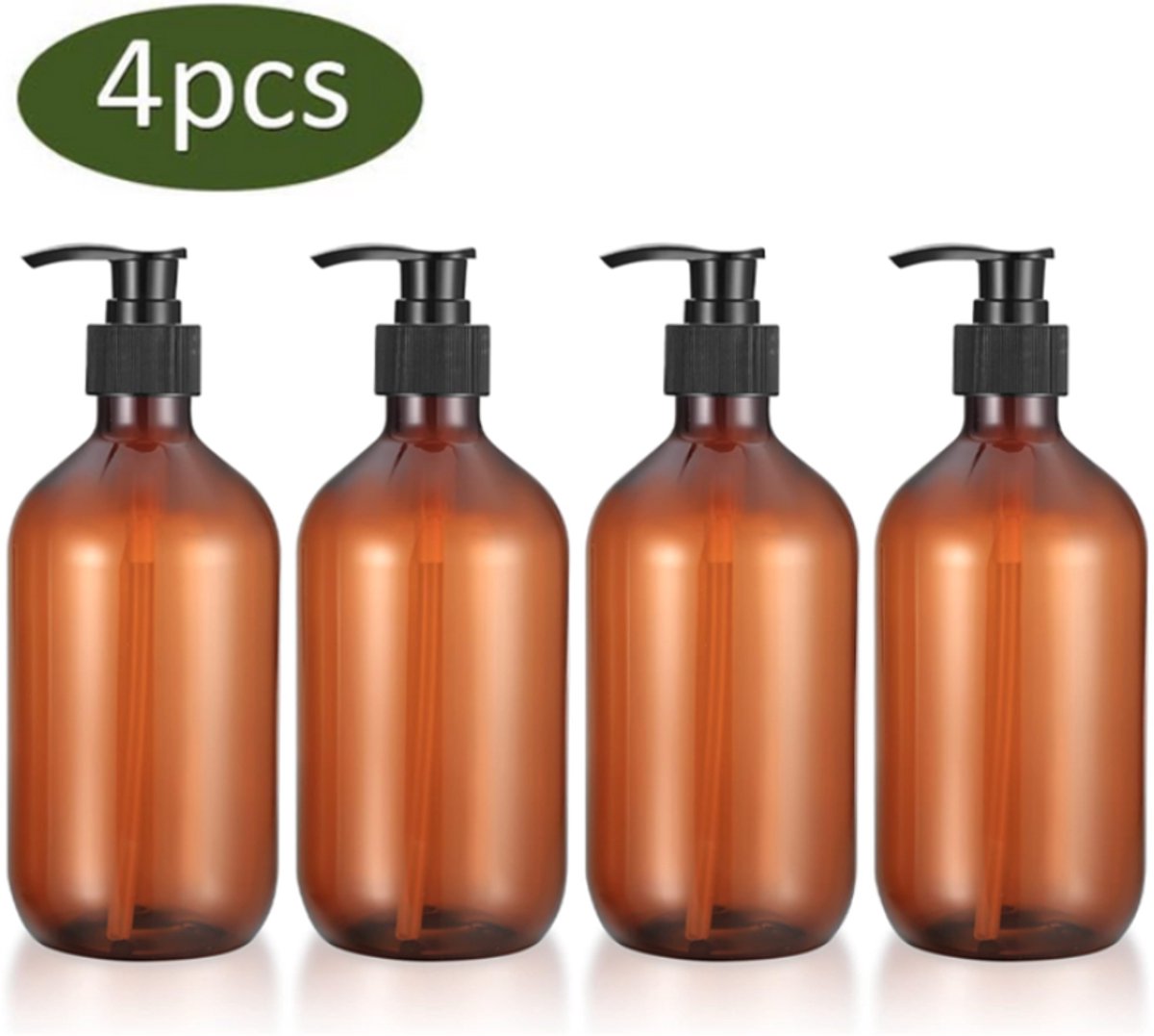 Set Mit Vier Ing-pumpflaschen – 300 Ml – Seifenspender – Nachfüllbare Flaschen Für Shampoo Und Duschgel – Pet-aquaforge-kunststoff