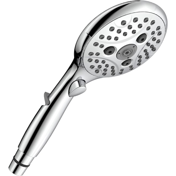 Handbrause Mit Wasserabsperrknopf, 7,3 L/min Durchflussrate, 6 Strahlarten, Ein-/ausschalter, Universelle Wassersparfunktion, Chromoberfläche – Aquaforge