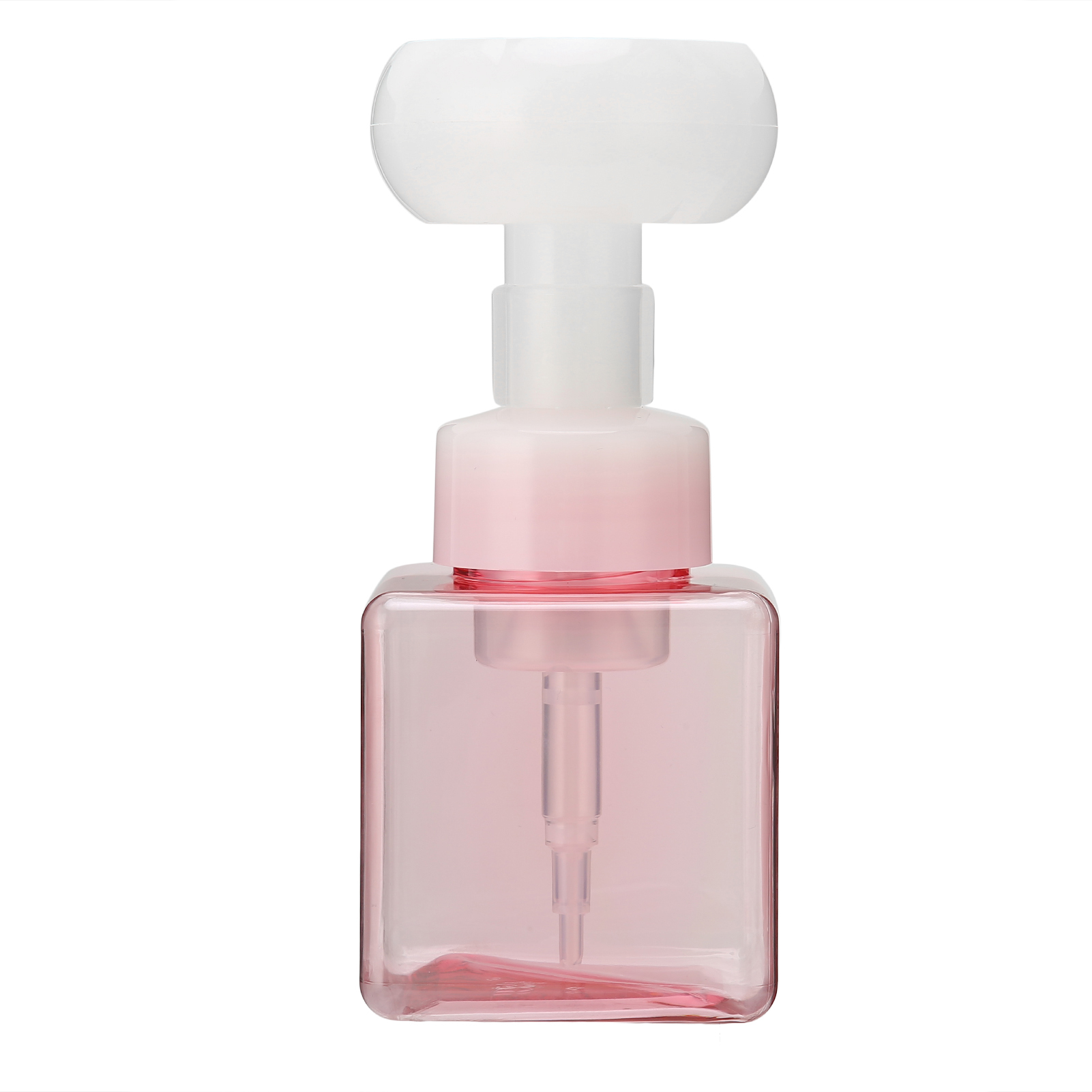 Schaumseife In Einer Blütenförmigen Pumpflasche, 250 Ml, Transparent Rosa, Nachfüllbar, Reisegröße. Reisegröße. – Aquaforge