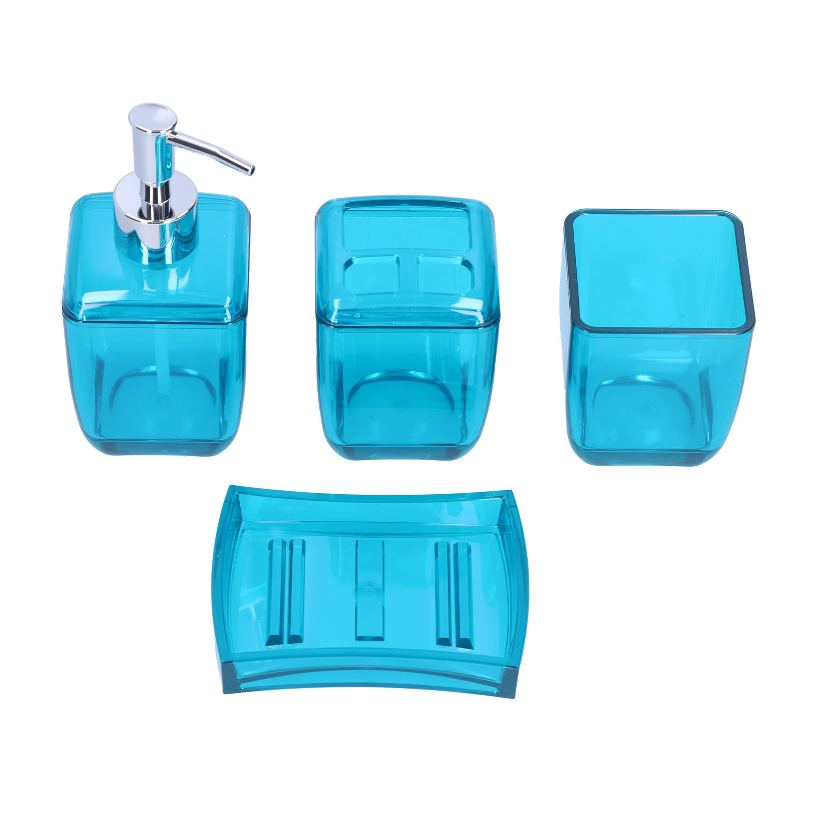 4-teiliges Badezimmer-set: Seifenspender, Zahnbürstenhalter, Becher Und Seifenschale. – Aquaforge