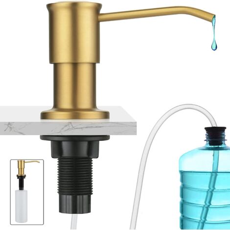 Integrierter Seifenspender Aus Gebürstetem Edelstahl In Goldoptik – 500 Ml Fassungsvermögen – 1,2 M Verlängerungsschlauch – 360° Drehbare Düse – Aquaforge