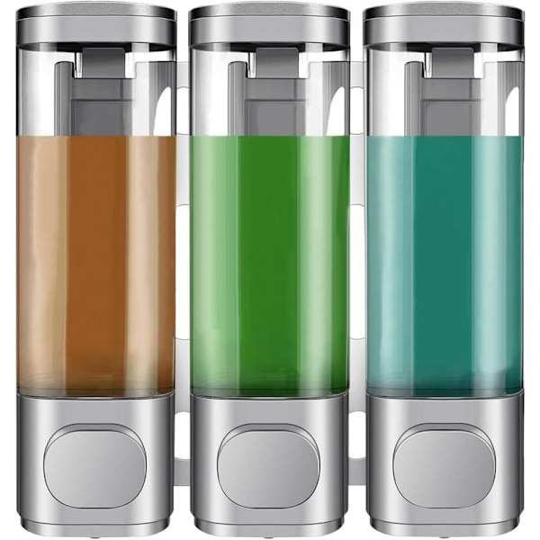 Wandseifenspender – 3-kammer-duschspender Mit 300 Ml Fassungsvermögen Für Shampoo Und Seife, Grau – Aquaforge