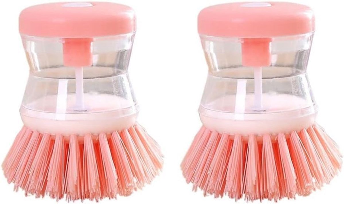 Set Mit 2 Pinkfarbenen Bürsten Für Flüssigseifenspender, Ideal Für Küchenutensilien Und Herdplatten Sowie Zum Reinigen Von Obst Und Gemüse. – Aquaforge
