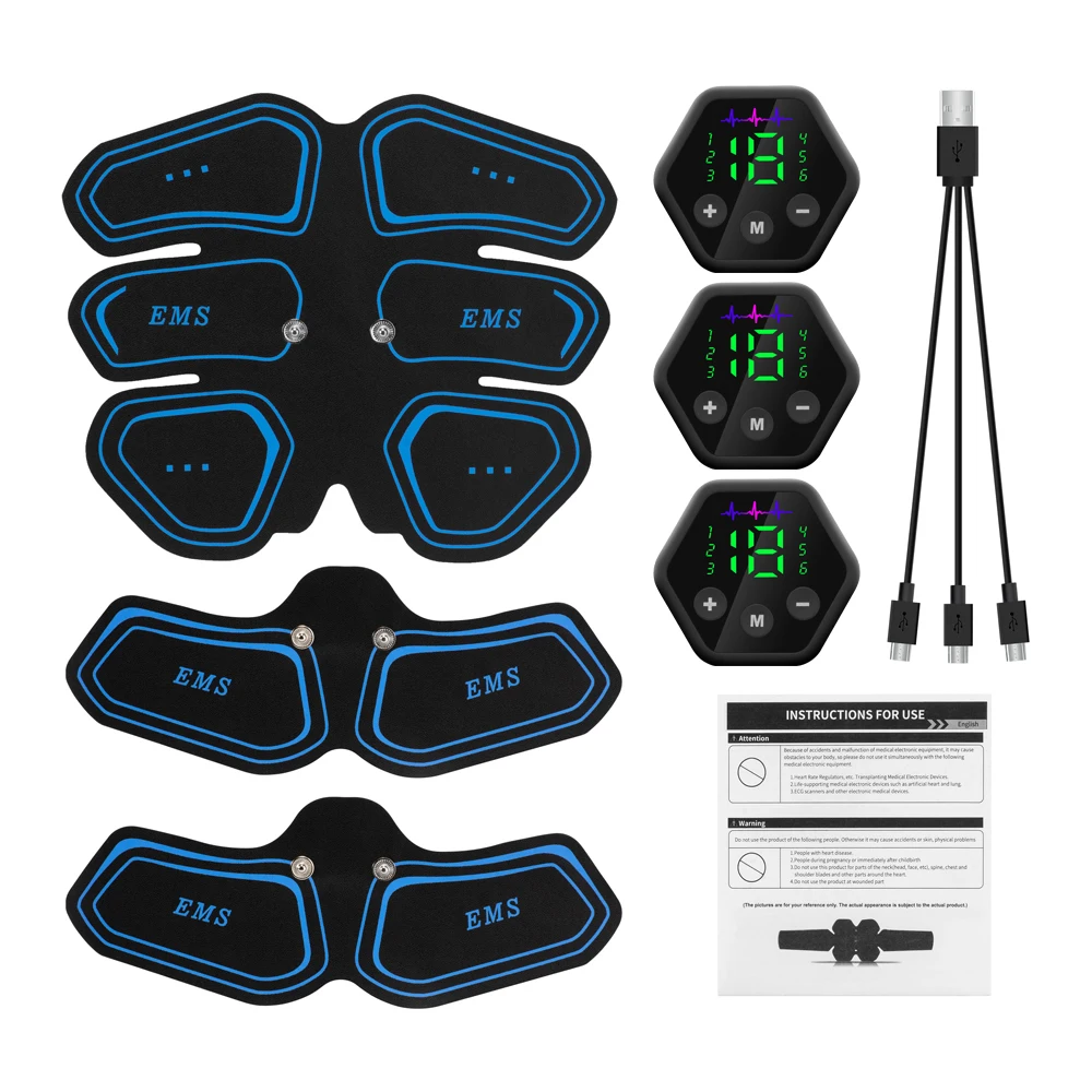 Ems-muskelstimulator Für Bauch Und Hüften, Lcd-bildschirm, Toner, Usb, Fitness, Heim-fitnessstudio, Körperformung, Abnehmgürtel – Aquaforge