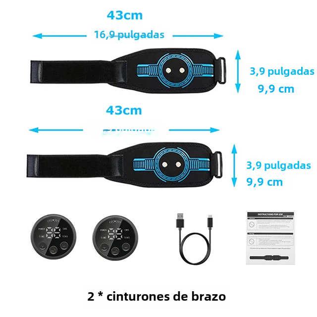 Ems-gerät (elektrische Muskelstimulation), Bauchmuskelgürtel, Schlankheitsmassagegerät Für Bauch, Taille, Rücken, Arme Und Beine, Fitnessmassage, Usb-ladefunktion, 2 Haltegurte – Aquaforge