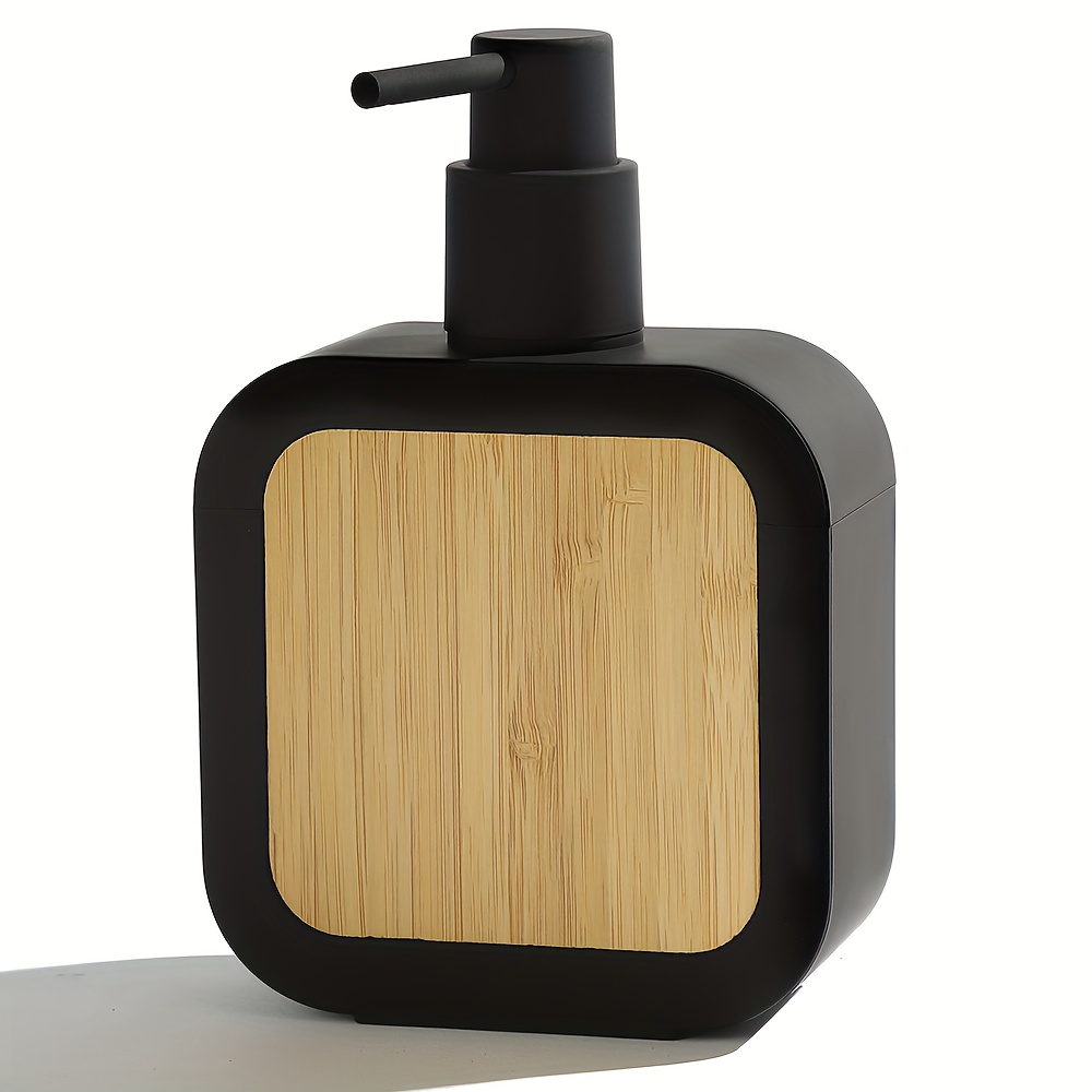 Schwarzer Seifenspender Mit Bambusdetails Für Bad Und Küche – Geeignet Für Duschgel Und Shampoo. – Aquaforge