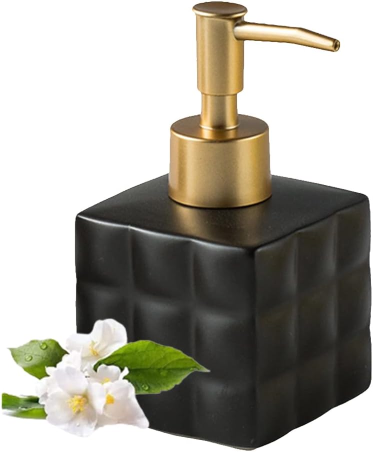 Seifenspender Mit Goldprägung, Schwarzer Seifenspender, Seifenspender In Form Eines Zauberwürfels Für Bad Und Küche, 220 Ml (schwarz) – Aquaforge