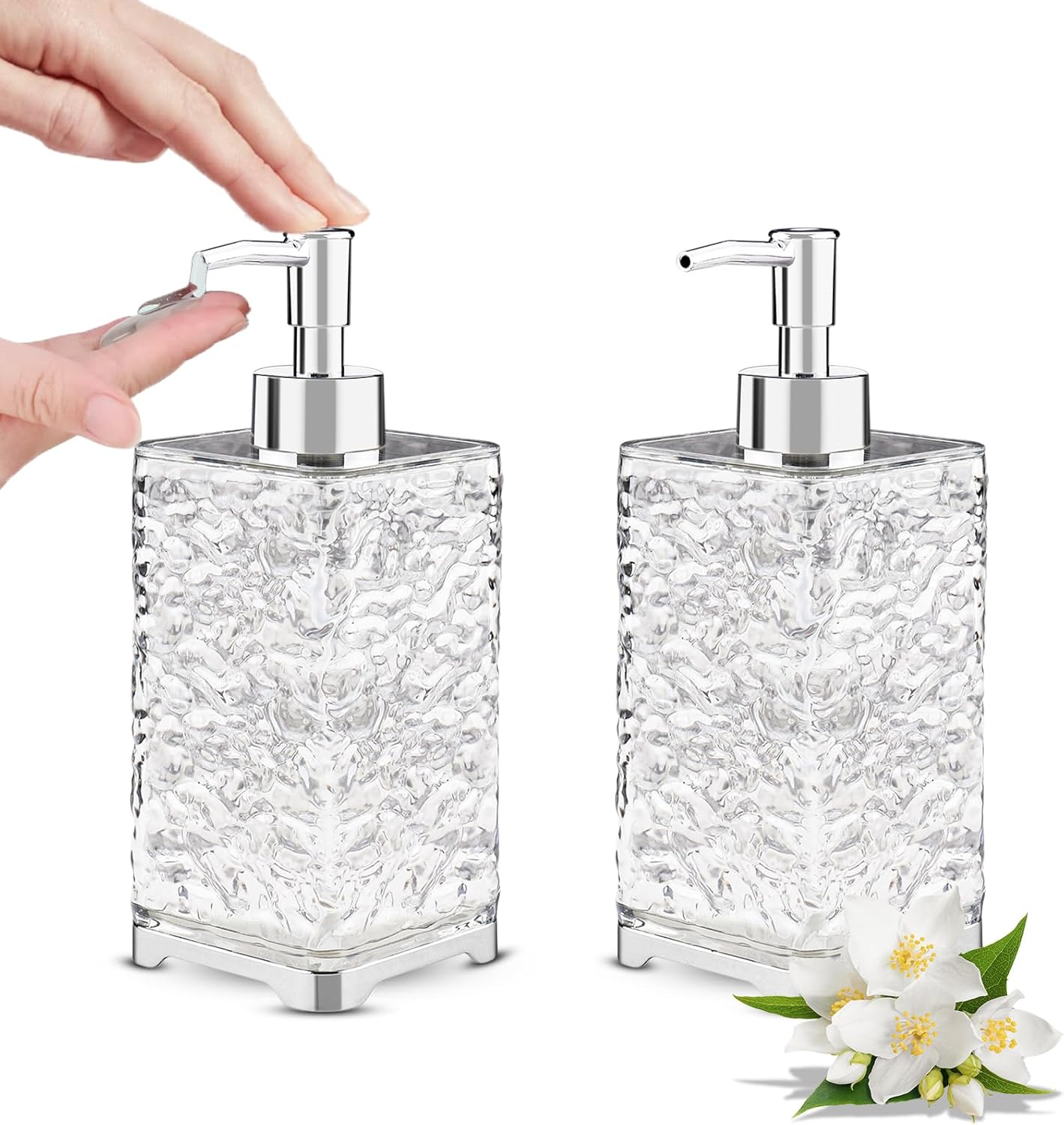 Seifenspender, 2 Leere Pumpflaschen, 400-ml-spender Für Bad Und Küche, Für Flüssige Handseife, Shampoo, Gesichtsreiniger (rund) (eckig) - Aquaforge